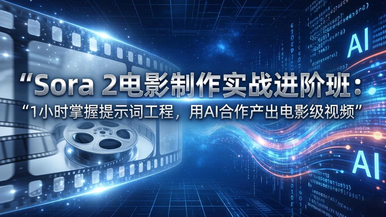 Sora 2电影制作实战进阶班：1小时掌握提示词工程，用AI合作产出电影级视频-科技美南博客