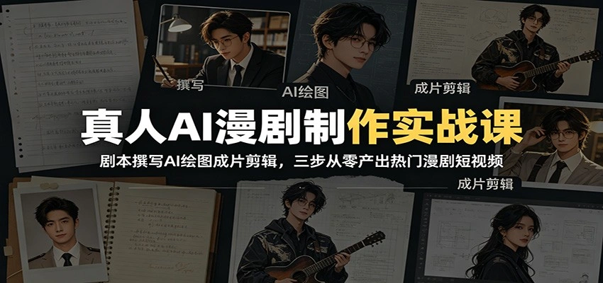 真人AI漫剧制作实战课：剧本撰写AI绘图成片剪辑，三步从零产出热门漫剧短视频-科技美南博客