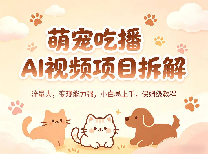 萌宠吃播AI视频项目拆解，流量大，变现能力强，小白易上手，保姆级教程-科技美南博客