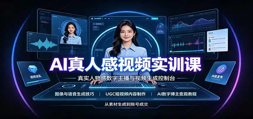 AI真人感视频实训课：图像语音生成，UGC内容制作，AI数字博主变现教程-科技美南博客