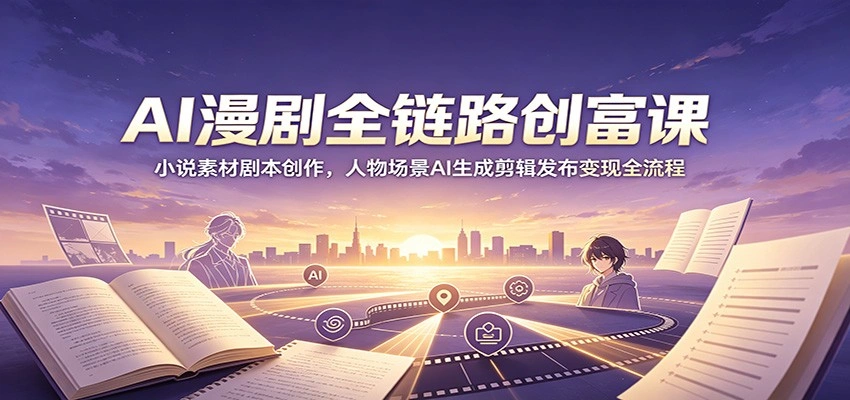 AI漫剧全链路创富课：小说素材剧本创作，人物场景AI生成剪辑发布变现全流程-科技美南博客