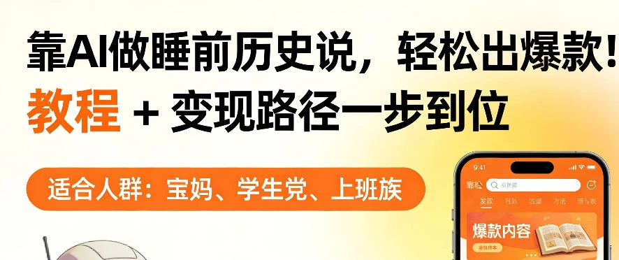 靠AI做睡前历史解说,轻松出爆款!教程+变现路径一步到位,单个视频收益1K+【揭秘】-科技美南博客