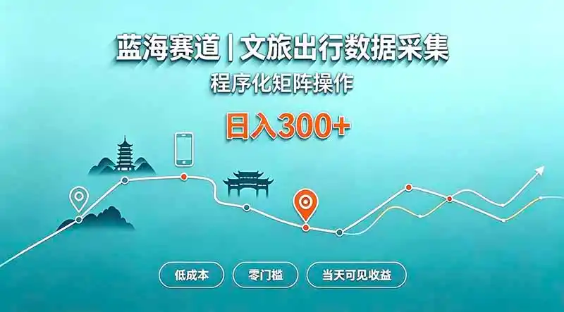 蓝海赛道 文旅出行数据采集 程序化矩阵操作 低成本 零门槛 当天可见收益 日入300+-科技美南博客