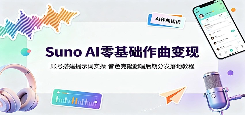 Suno AI零基础作曲变现：账号搭建提示词实操，音色克隆翻唱后期分发落地教程-科技美南博客