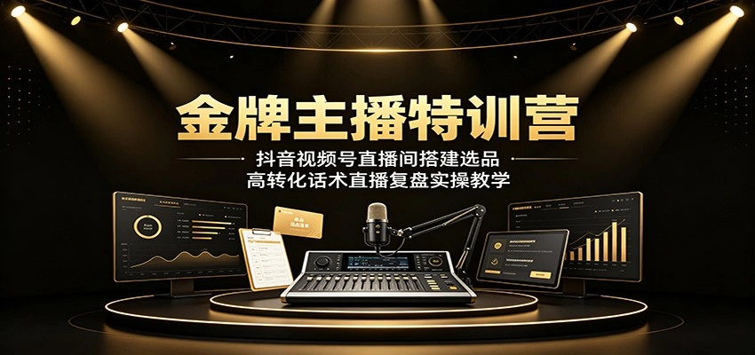 金牌主播特训营：抖音视频号直播间搭建选品，高转化话术直播复盘实操教学-科技美南博客