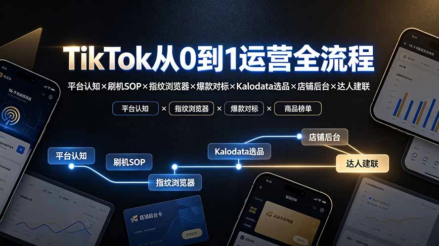 TikTok从0到1运营全流程：平台认知×刷机SOP×指纹浏览器×爆款对标×Kalodata选品×店铺后台×达人建联-科技美南博客