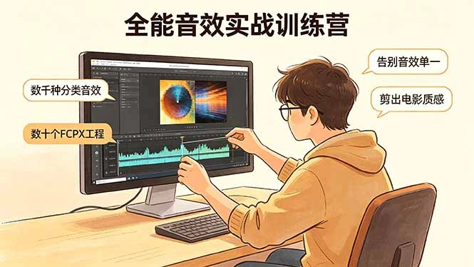 全能音效实战训练营：数千种分类音效+数十个FCPX工程，告别音效单一，剪出电影质感-科技美南博客