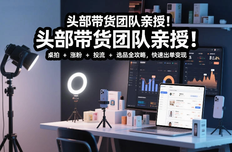 头部带货团队亲授！专业短视频实拍带货课：桌拍+涨粉+投流+选品全攻略，快速出单变现，月入2w+-科技美南博客