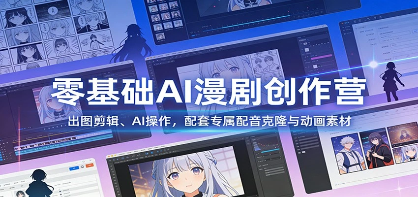 零基础AI漫剧创作营：出图剪辑、AI操作，配套专属配音克隆与动画素材-科技美南博客