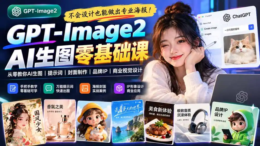 不会设计也能做出专业海报！GPT-Image2从零教你AI生图、提示词、封面制作、品牌IP与商业视觉设计-科技美南博客