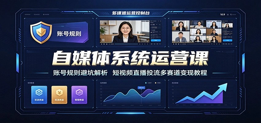 自媒体系统运营课：账号规则避坑解析，短视频直播投流多赛道变现教程-科技美南博客