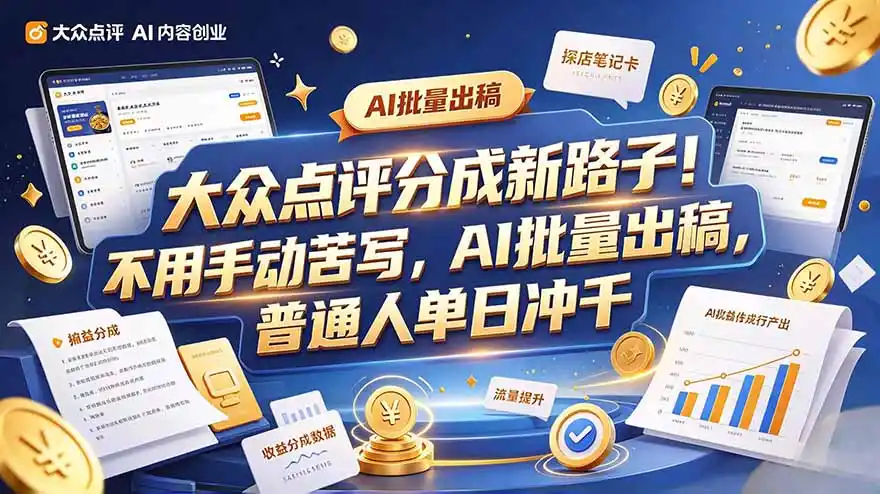 大众点评副业新玩法，工具提效解放双手，批量做笔记，单日可破千-科技美南博客