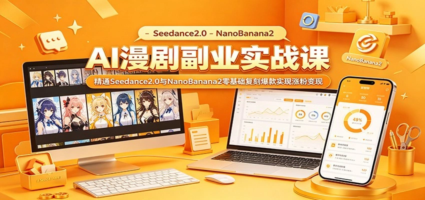AI漫剧副业实战课:精通Seedance2.0与NanoBanana2零基础复刻爆款实现涨粉变现-科技美南博客
