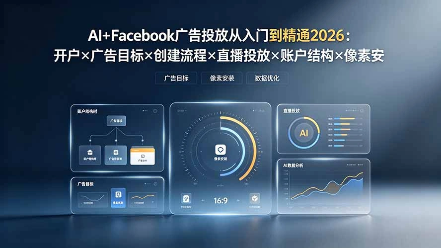 AI+Facebook广告投放从入门到精通2026：开户×广告目标×创建流程×直播投放×账户结构×像素安装×AI赋能-科技美南博客