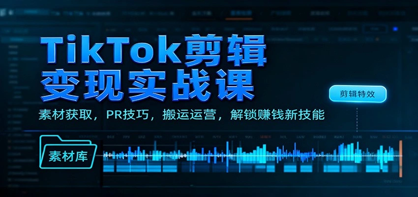 TikTok剪辑变现实战课：素材获取，PR技巧，搬运运营，解锁赚钱新技能-科技美南博客