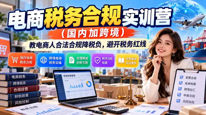 电商税务合规实训营(国内加跨境),教电商人合法合规降税负,避开税务红线-科技美南博客