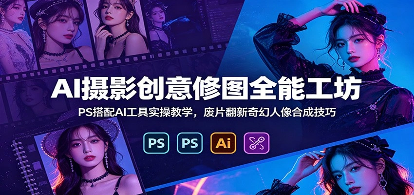 AI摄影创意修图全能工坊：PS搭配AI工具实操教学，废片翻新奇幻人像合成技巧-科技美南博客
