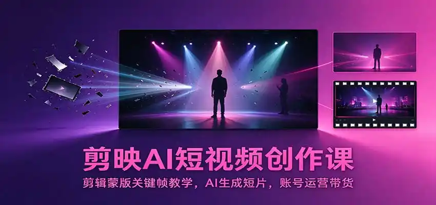 剪映AI短视频创作课：剪辑蒙版关键帧教学，AI生成短片，账号运营带货-科技美南博客