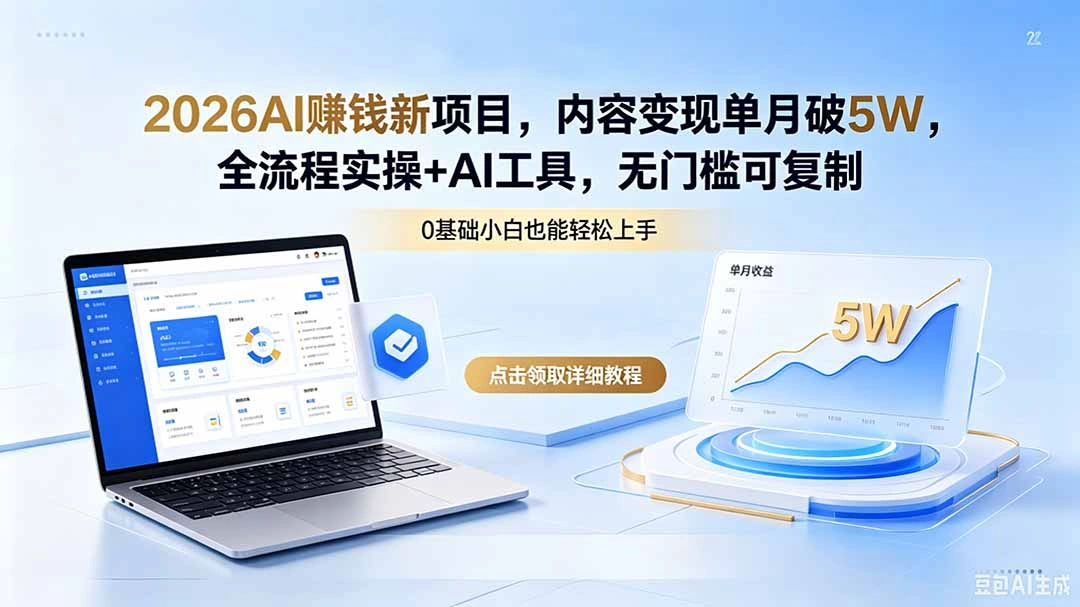 2026AI赚钱新项目，内容变现单月破5W，全流程实操+AI工具，无门槛可复制-科技美南博客