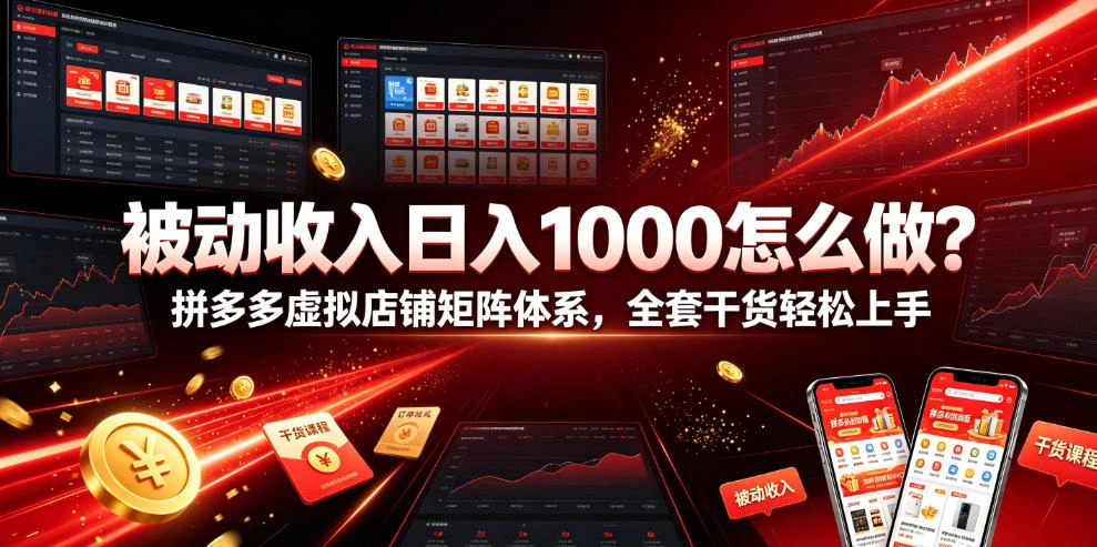 被动收入日入1000怎么做？拼多多虚拟店铺矩阵体系，全套干货轻松上手【揭秘】-科技美南博客