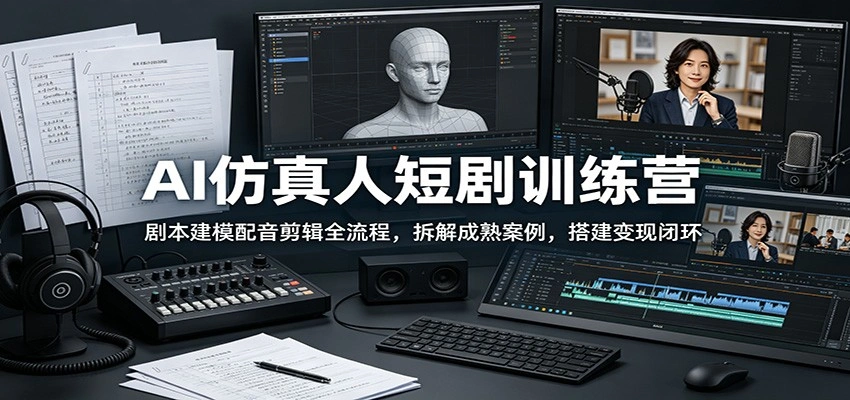 AI仿真人短剧训练营：剧本建模配音剪辑全流程，拆解成熟案例，搭建变现闭环-科技美南博客