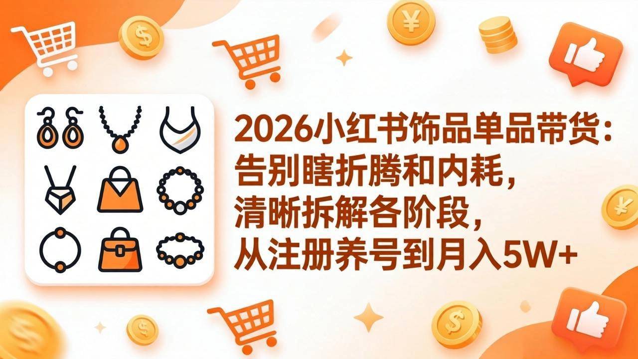 2026小红书饰品单品带货：告别瞎折腾和内耗，清晰拆解各阶段，从注册养号到月入5W+-科技美南博客