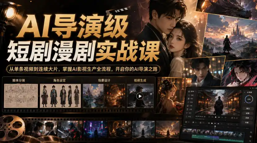 AI导演级短剧漫剧实战课，从单条视频到连续大片，掌握AI影视生产全流程，开启你的AI导演之路!-科技美南博客