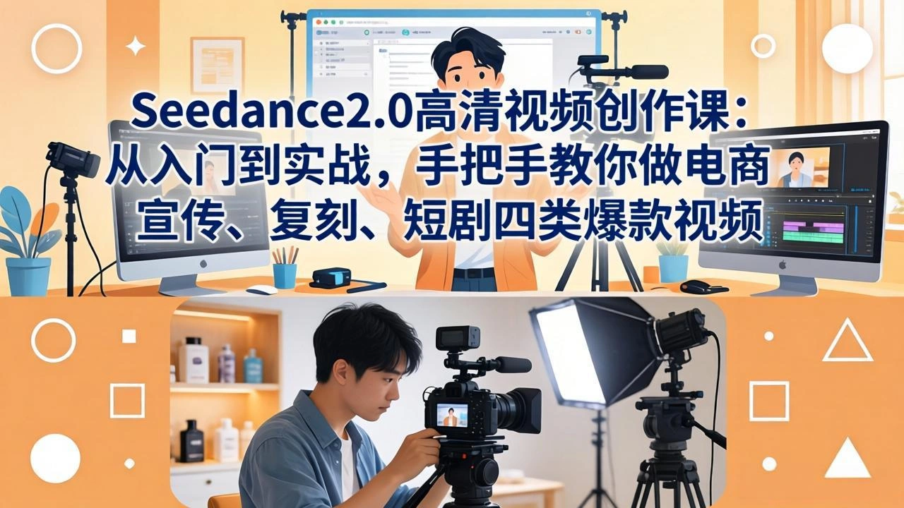 Seedance2.0高清视频创作课：从入门到实战，手把手教你做电商、宣传、复刻、短剧四类爆款视频-科技美南博客