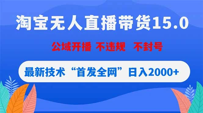 淘宝无人直播带货15.0，不封号，不违规，公域玩法，首发全网日入2000+-科技美南博客