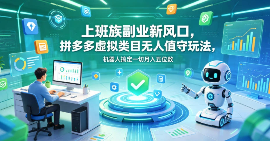 上班族副业新风口，拼多多虚拟类目无人值守玩法，机器人搞定一切月入五位数【揭秘】-科技美南博客