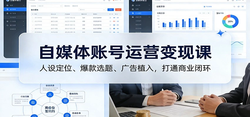 自媒体账号运营变现课：人设定位、爆款选题、广告植入，打通商业闭环-科技美南博客
