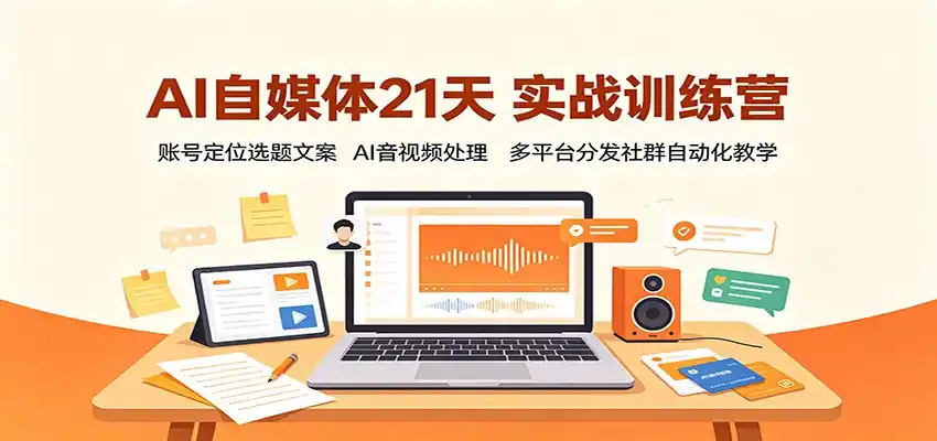 AI自媒体21天实战训练营：账号定位选题文案，AI音视频处理，多平台分发社群自动化教学-科技美南博客