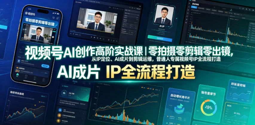 视频号AI创作高阶实战课｜零拍摄零剪辑零出镜，从IP定位、AI成片到剪辑运维，普通人专属视频号IP全流程打造-科技美南博客