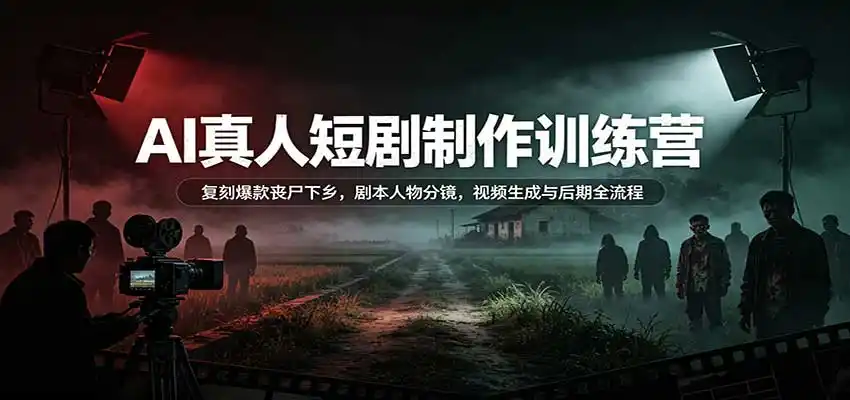 AI真人短剧制作训练营:复刻爆款丧尸下乡,剧本人物分镜,视频生成与后期全流程-科技美南博客