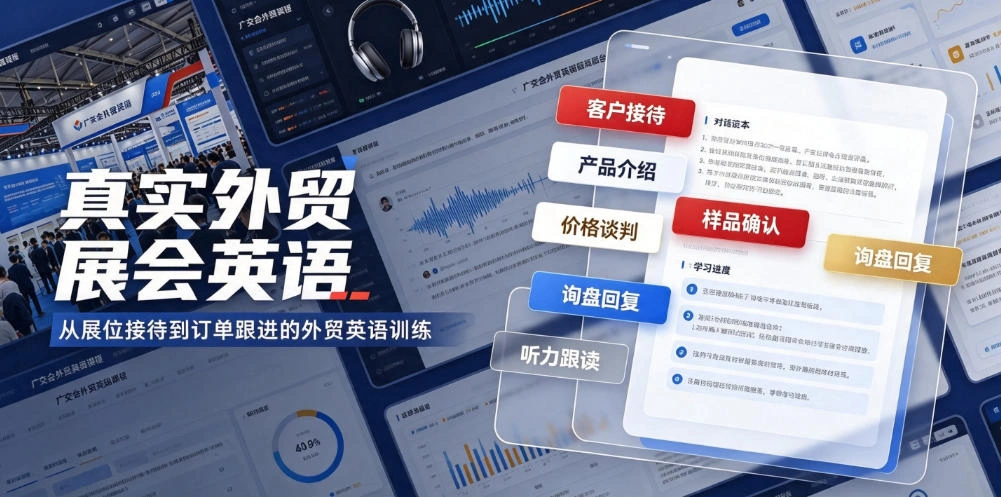 真实外贸展会英语,广交会外贸口语听力突击课程【音频】