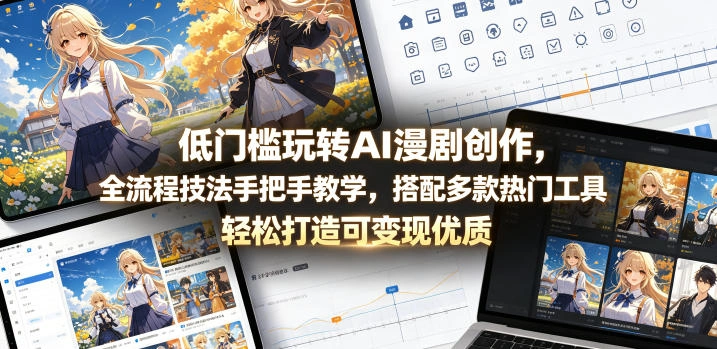 低门槛玩转AI漫剧创作，全流程技法手把手教学，搭配多款热门工具，轻松打造可变现优质作品-科技美南博客