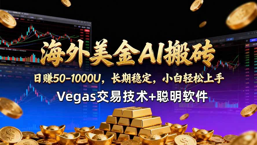 海外美金AI搬砖技术Vegas交易技术+聪明软件【训练营第七期】，日赚50-100U-科技美南博客