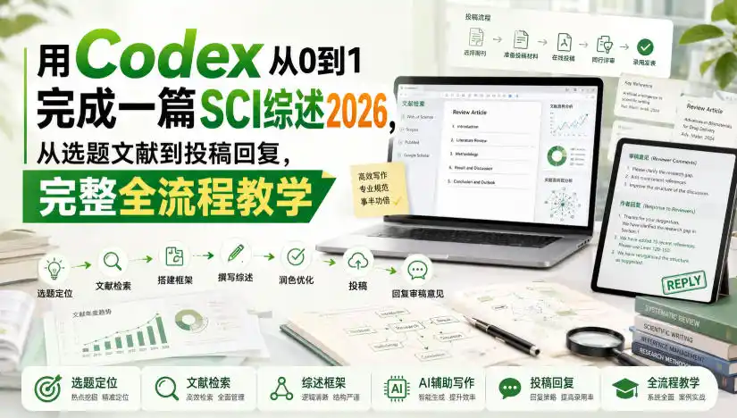 用Codex从0到1完成一篇SCI综述2026，从选题文献到投稿回复，完整全流程教学-科技美南博客