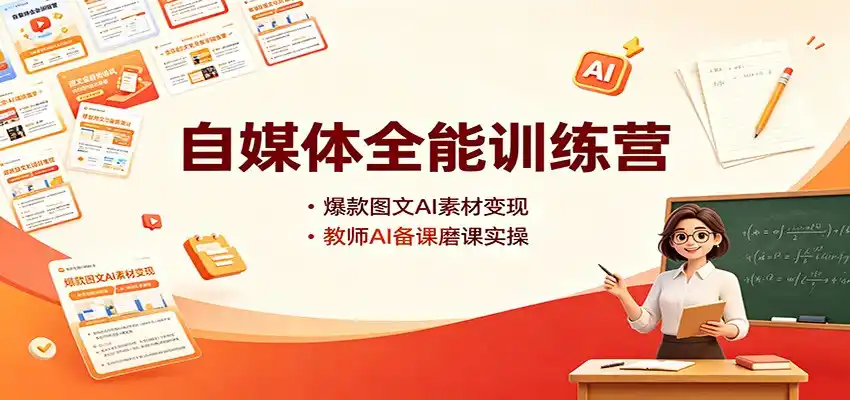 自媒体全能训练营：爆款图文AI素材变现，教师AI备课磨课实操-科技美南博客