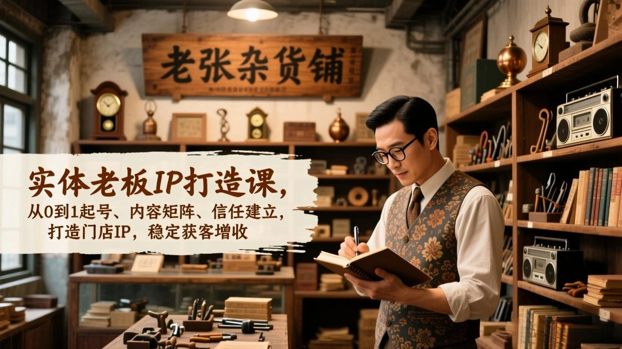 实体老板IP打造课，从0到1起号、内容矩阵、信任建立，打造门店IP，稳定获客增收-科技美南博客