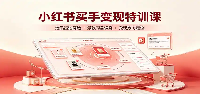小红书买手变现特训课：账号定位养号起号，选品挂车，笔记标题封面全套教学-科技美南博客