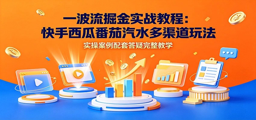 一波流掘金实战教程:快手西瓜番茄汽水多渠道玩法,实操案例配套答疑完整教学-科技美南博客