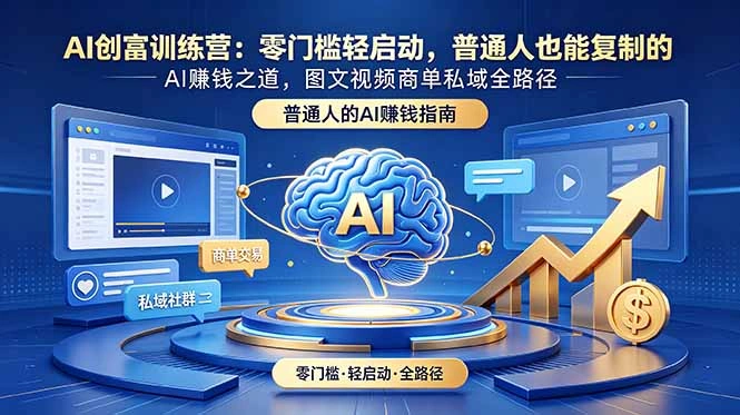 AI创富训练营：零门槛轻启动，普通人也能复制的AI赚钱之道，图文视频商单私域全路径-科技美南博客