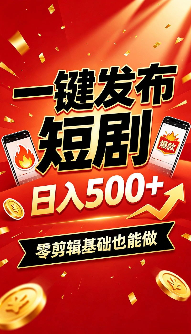 快手短剧一键发布，不用剪辑操作简单，副业日入500+。空闲时间轻松赚收益-科技美南博客