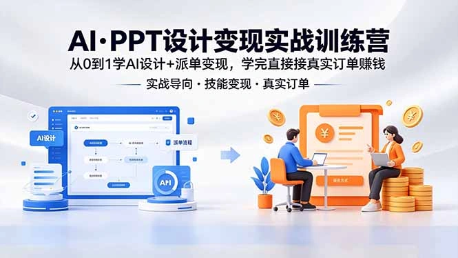 AI·PPT设计变现实战训练营，从0到1学AI设计+派单变现，学完直接接真实订单赚钱-科技美南博客