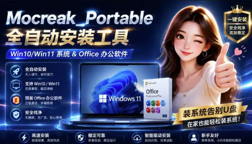 Mocreak全自动安装office和win10、win11系统，告别U盘装系统，使用安全可靠-科技美南博客