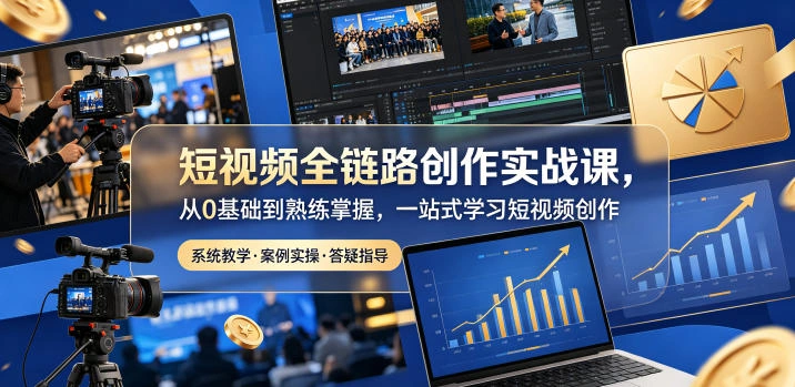 短视频全链路创作实战课,从0基础到熟练掌握,一站式学习短视频创作-科技美南博客