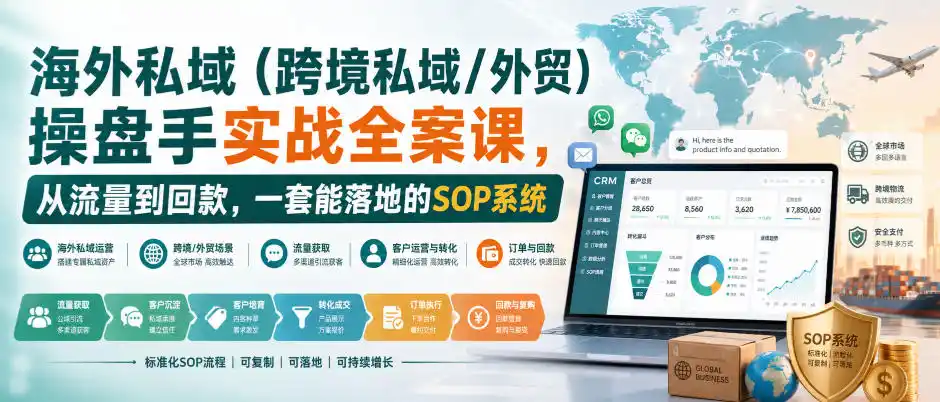 海外私域(跨境私域/外贸)操盘手实战全案课,从流量到回款,一套能落地的SOP系统-科技美南博客