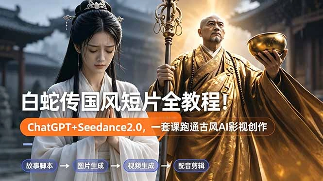 白蛇传-国风短片全教程！ChatGPT+Seedance2.0，一套课跑通古风AI影视创作-科技美南博客