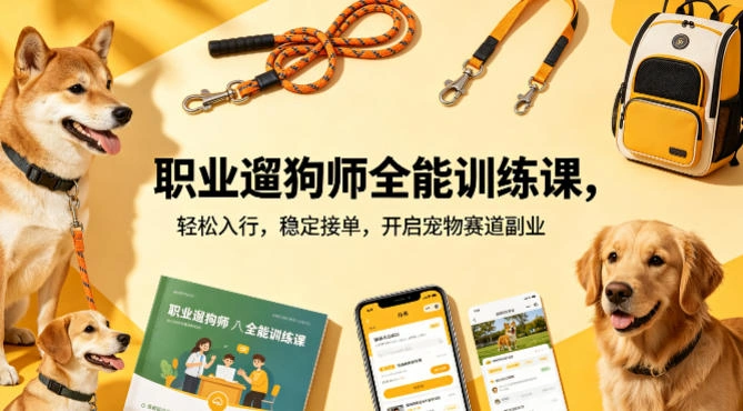 职业遛狗师全能训练课，轻松入行，稳定接单，开启宠物赛道副业-科技美南博客